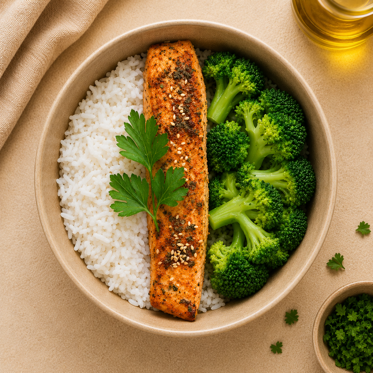 Filet de saumon grillé, riz blanc et brocoli vapeur – Prep'eat